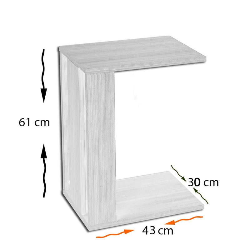 Tavolino da divano in legno moderno con piano e ripiano cm 30x43x61h