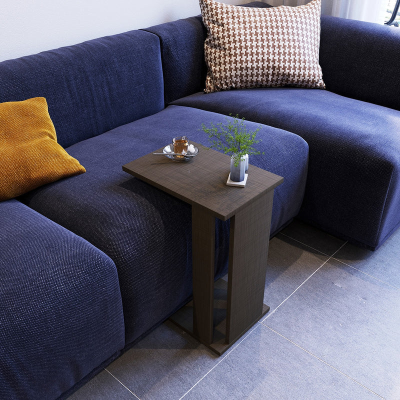 tavolino moderno da divano in legno colore marrone con leggera texture