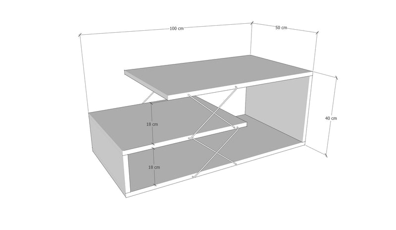 Tavolino da salotto basso design in legno cm 100x50x40h - vari colori