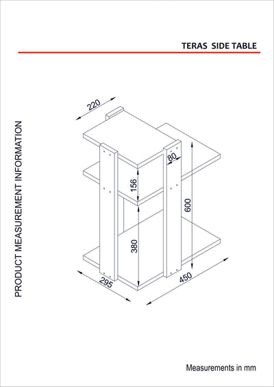 Tavolino alto da salotto con 2 ripiani moderno in legno bianco cm 45x29x60h