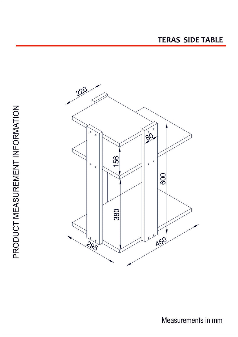 Tavolino alto da salotto con 2 ripiani moderno in legno bianco cm 45x29x60h