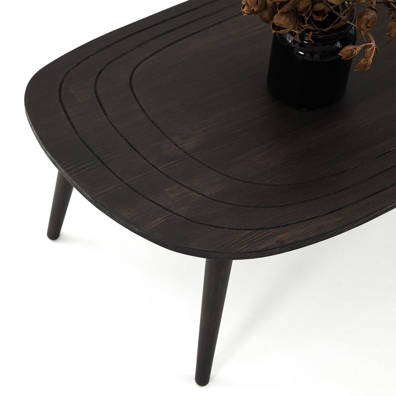 Tavolino moderno basso colore wengè piano in legno massello cm 115x50x38h