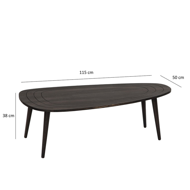 Tavolino moderno basso colore wengè piano in legno massello cm 115x50x38h