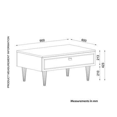 Tavolino da salotto classico in legno bianco e oro top in marmo nero cm 90x60x42h