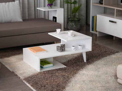 Tavolino design basso da salotto in legno bianco cm 90x60x40h