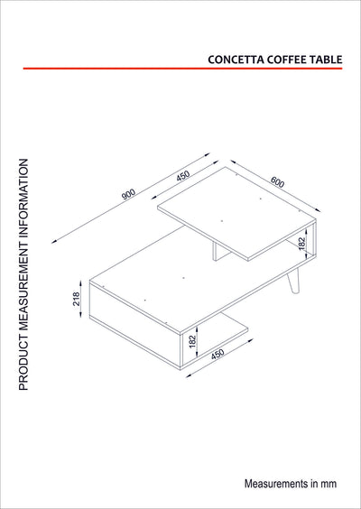 Tavolino design basso da salotto in legno bianco cm 90x60x40h
