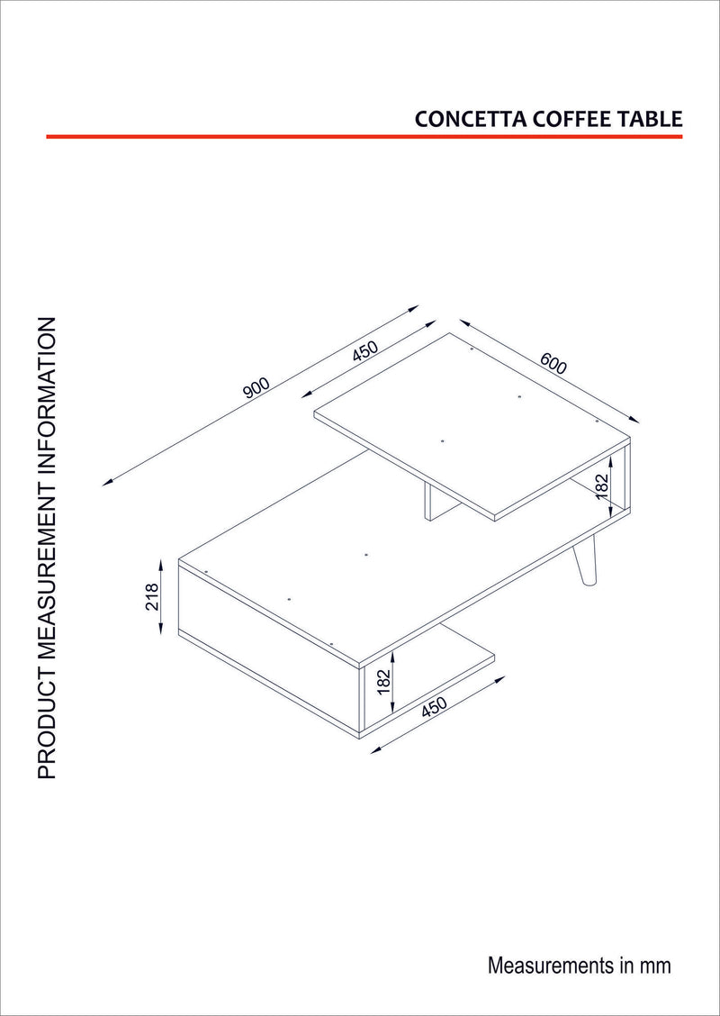 Tavolino design basso da salotto in legno bianco cm 90x60x40h