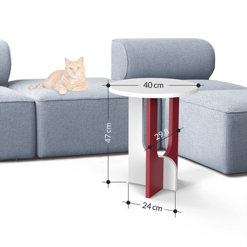Tavolino design rotondo basso in legno bicolore bianco e antracite cm 40x47h