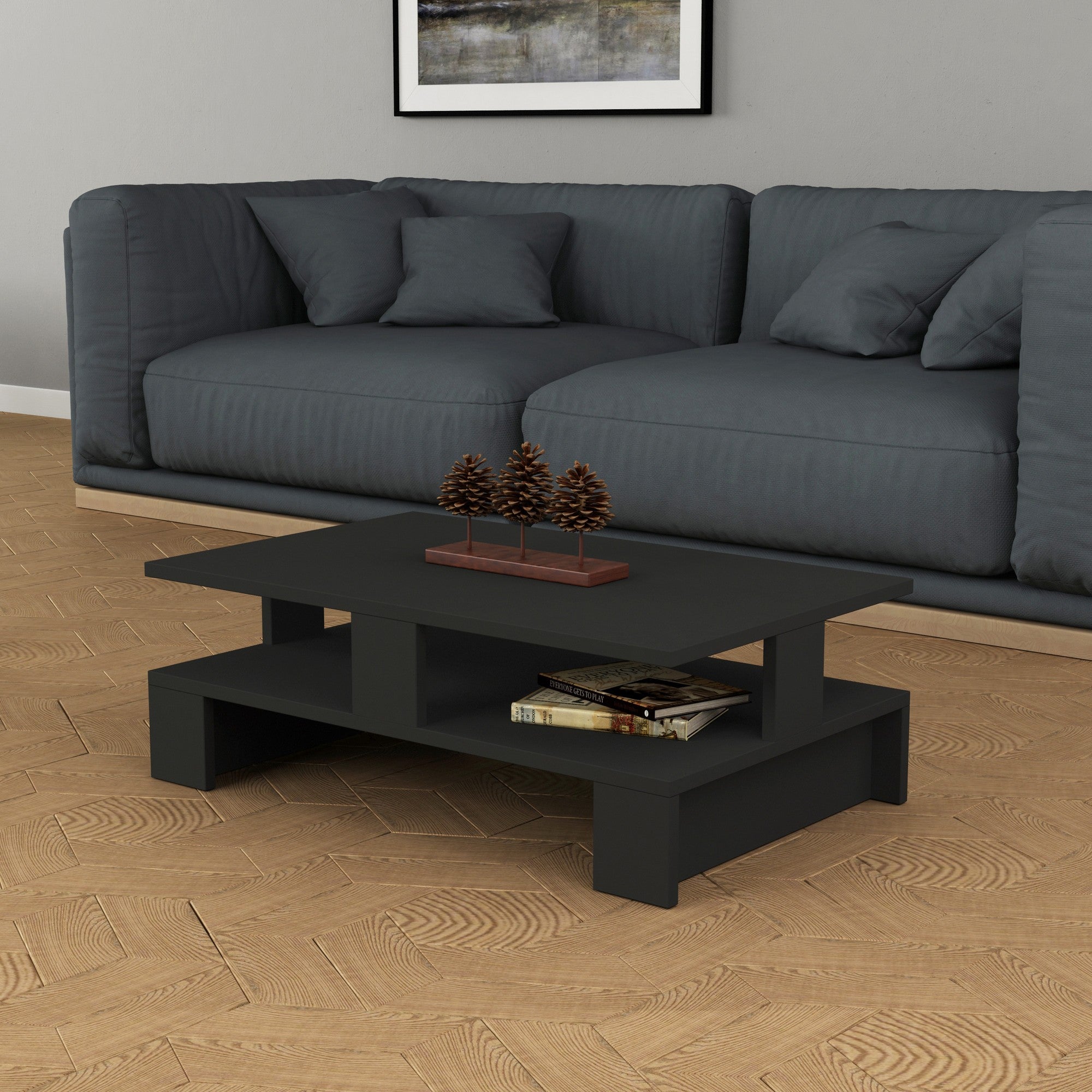 Tavolo da caffè in travertino beige, design moderno e superficie lucida
