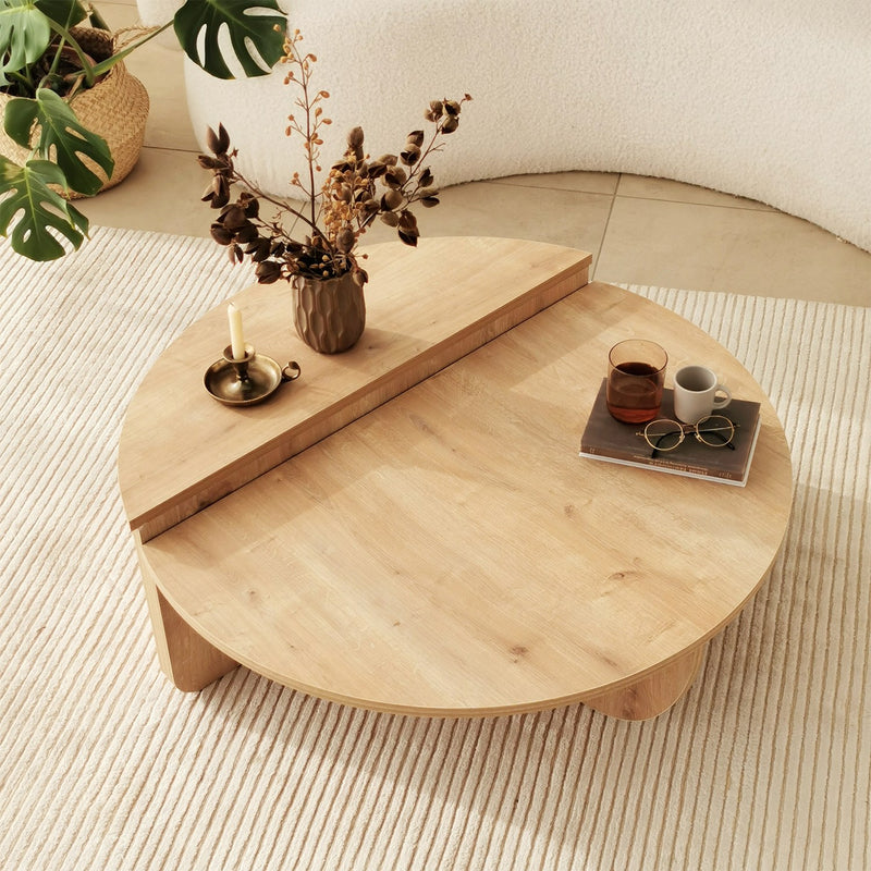 Tavolino design basso da caffè in legno colore quercia cm 90x35h