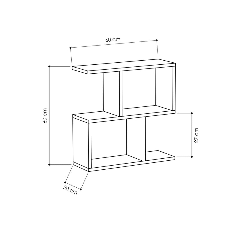 Tavolino bifacciale da divano laterale in legno bianco 5 ripiani cm 60x20x60h