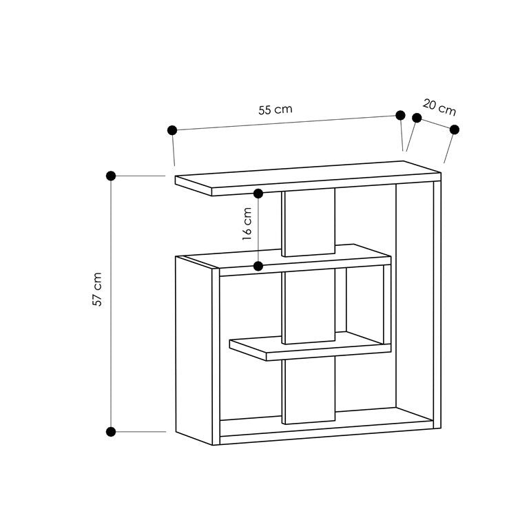 Tavolino da divano laterale struttura chiocciola in legno bicolore cm 55x20x57h - vari colori
