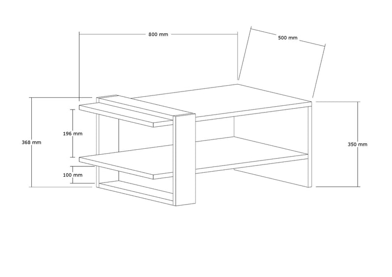 Tavolino da caffè design 2 ripiani colore noce e bianco cm 80x50x35h