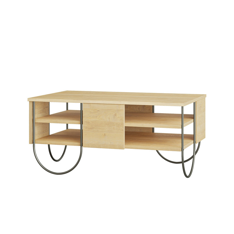 Tavolino basso salotto con 2 ripiani industrial cm 94x60x44h - vari colori