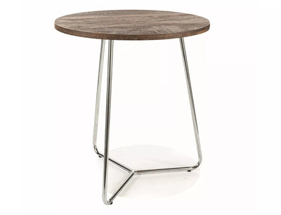 Tavolino porta pianta da salotto con piano in legno e gambe in metallo cromato cm 45x50h