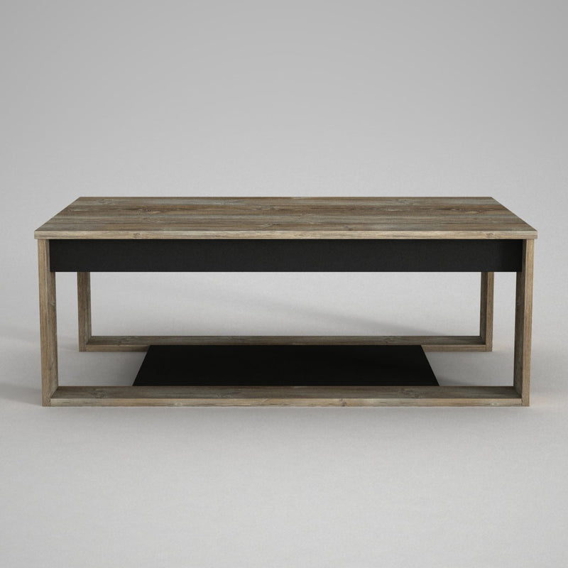 Tavolino da caffè rettangolare basso in legno rovere vintage cm 111x71x40h