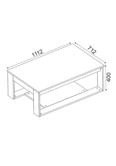 Tavolino da caffè rettangolare basso in legno rovere vintage cm 111x71x40h
