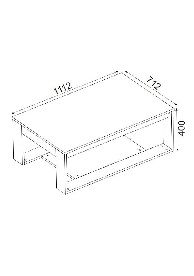 Tavolino da caffè rettangolare basso in legno rovere vintage cm 111x71x40h