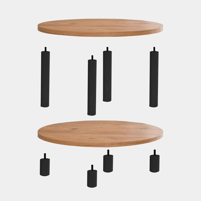Tavolino basso rotondo con ripiano in legno naturale e antracite cm 70x43h