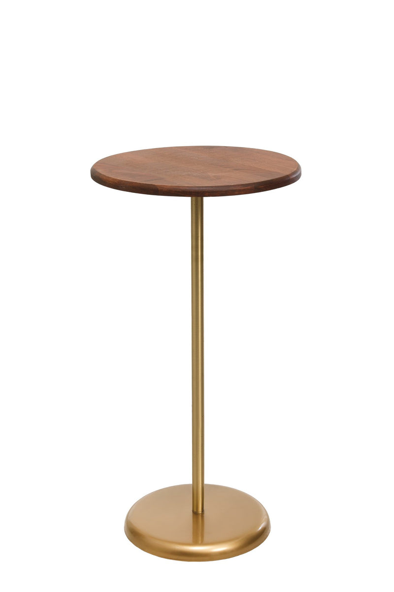 Tavolino salotto base in metallo dorato piano in legno colore noce cm 40x75h