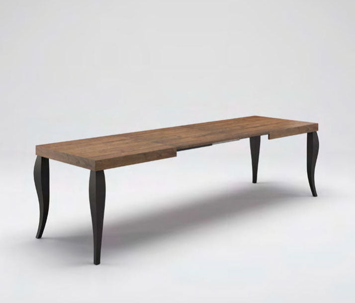 tavolo allungabile classico piano in legno rovere gambe in faggio laccatonero