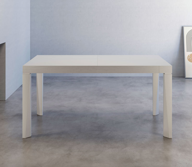 tavolo da cucina allungabile in legno bianco apertura centrale