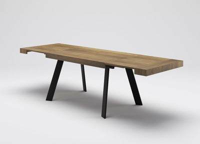 tavolo moderno allungabile piano rovere vintage gambe in metallo nero