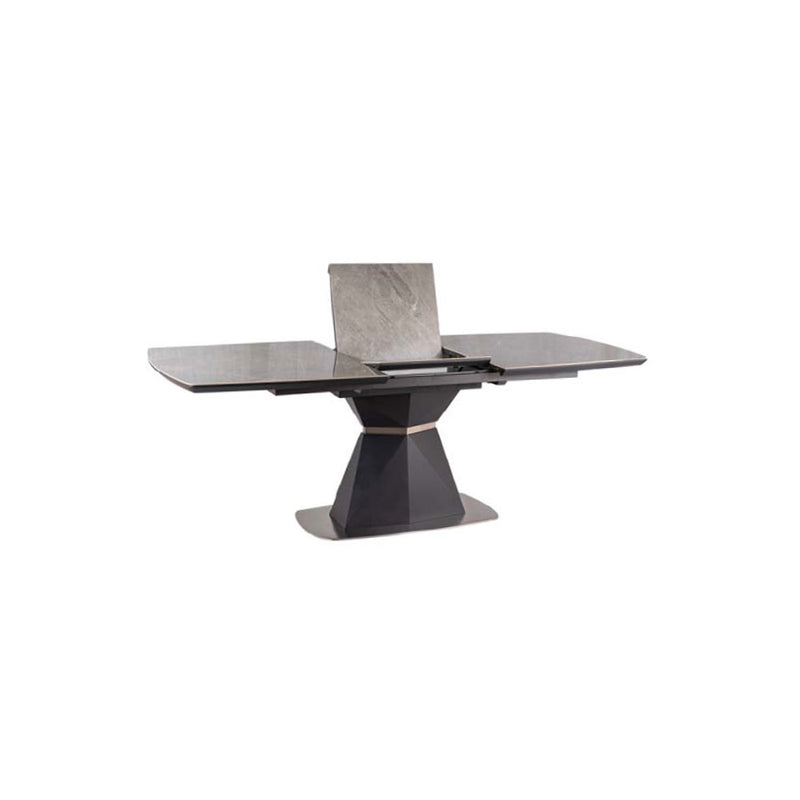 Tavolo moderno allungabile piano ceramica marmo grigio base in legno cm 160/210x90x76h