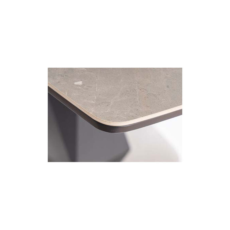 Tavolo moderno allungabile piano ceramica marmo grigio base in legno cm 160/210x90x76h