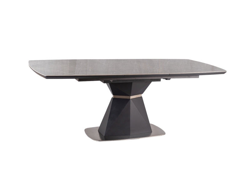 Tavolo moderno allungabile piano ceramica marmo grigio base in legno cm 160/210x90x76h