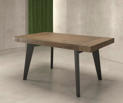 tavolo moderno da paranzo allungabile 2 allunghe piano in legno rovere gambe in legno nero