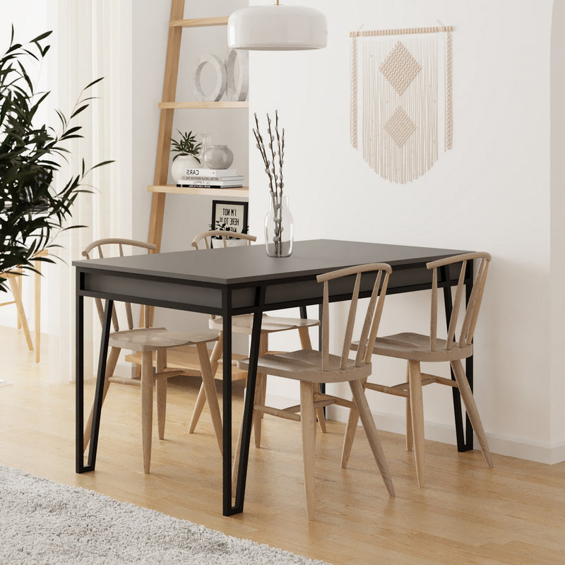 Tavolo design allungabile apertura centrale in legno e metallo cm 132/170x80x76h- vari colori