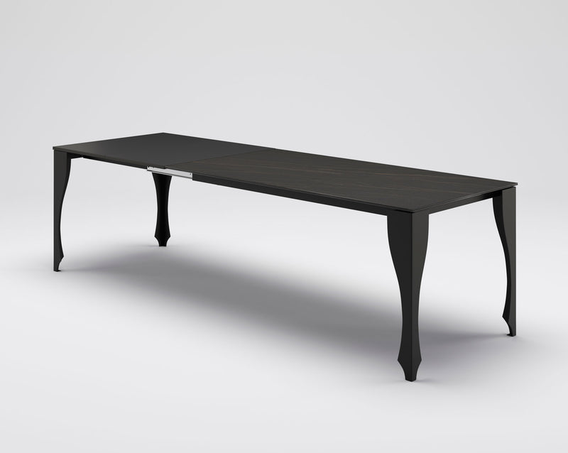 Amery - Tavolo design allungabile gambe sagomate piano in vetro o ceramica - vari colori