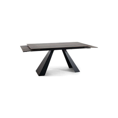 Tavolo moderno allungabile in metallo e ceramica effetto legno cm 180/260x90x77h