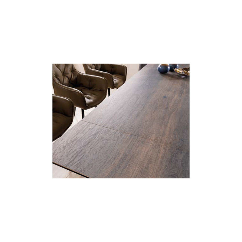 Tavolo moderno allungabile in metallo e ceramica effetto legno cm 180/260x90x77h