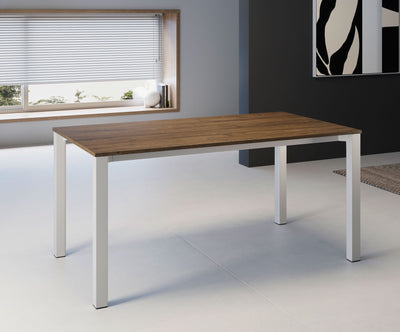 tavolo moderno allungabile piano in legno rovere gambe in metallo bianco