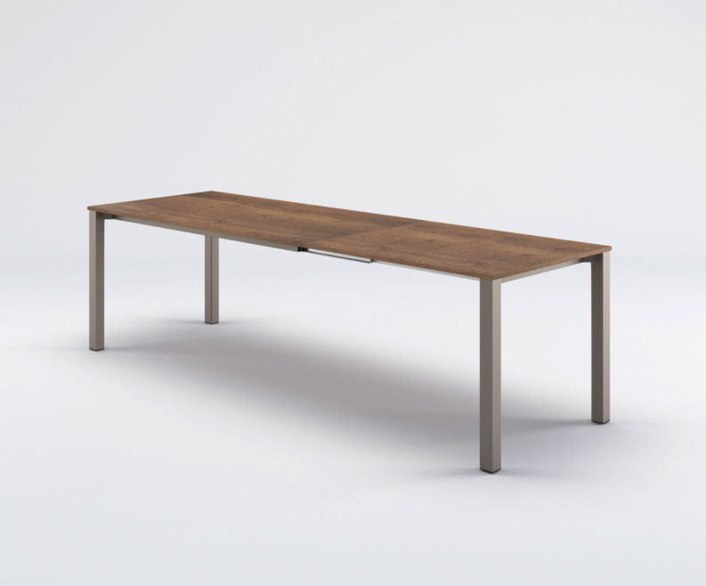 Ghebir - Tavolo da pranzo allungabile gambe in metallo piano in legno o vetro - vari modelli