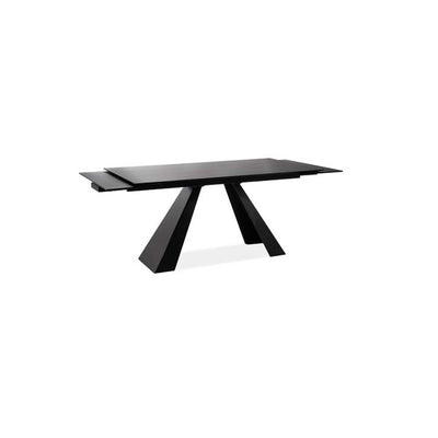 Tavolo soggiorno piano in vetro gambe in metallo colore nero cm 160/240x90x76h