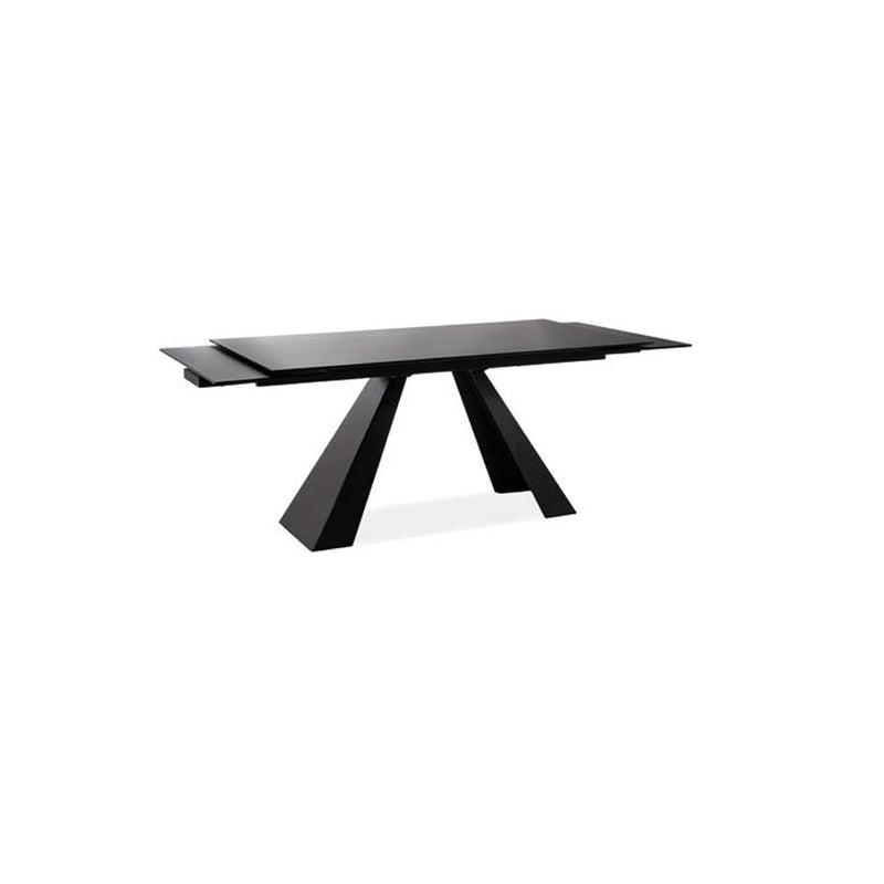 Tavolo soggiorno piano in vetro gambe in metallo colore nero cm 160/240x90x76h