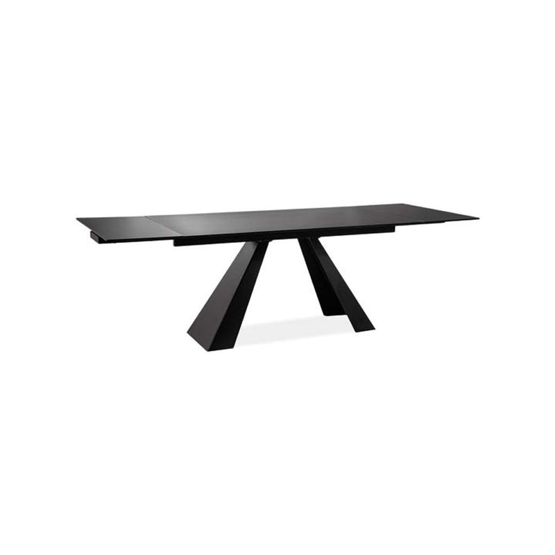 Tavolo soggiorno piano in vetro gambe in metallo colore nero cm 160/240x90x76h