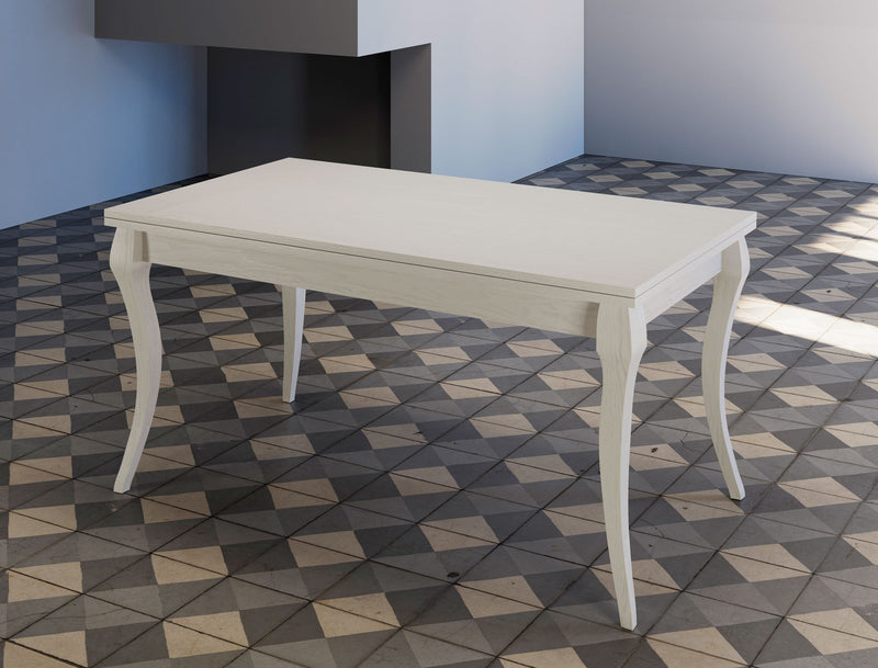 tavolo classico allungabile 2 allunghe in legno bianco frassino
