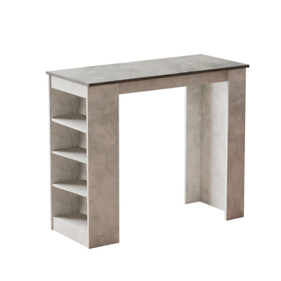 Tavolo alto da snack cucina in legno cemento e ossido cm 120x52x102h