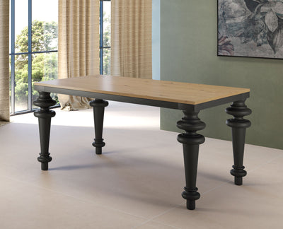 Eracleo - Tavolo classico in legno gambe tornite piano in legno cm 180/280x100 - vari colori