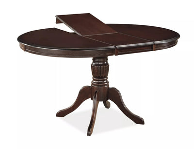 Tavolo con piano tondo allungabile stile classico in legno colore noce cm 106/141x76h