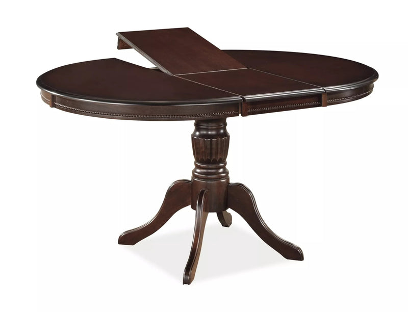 Tavolo con piano tondo allungabile stile classico in legno colore noce cm 106/141x76h