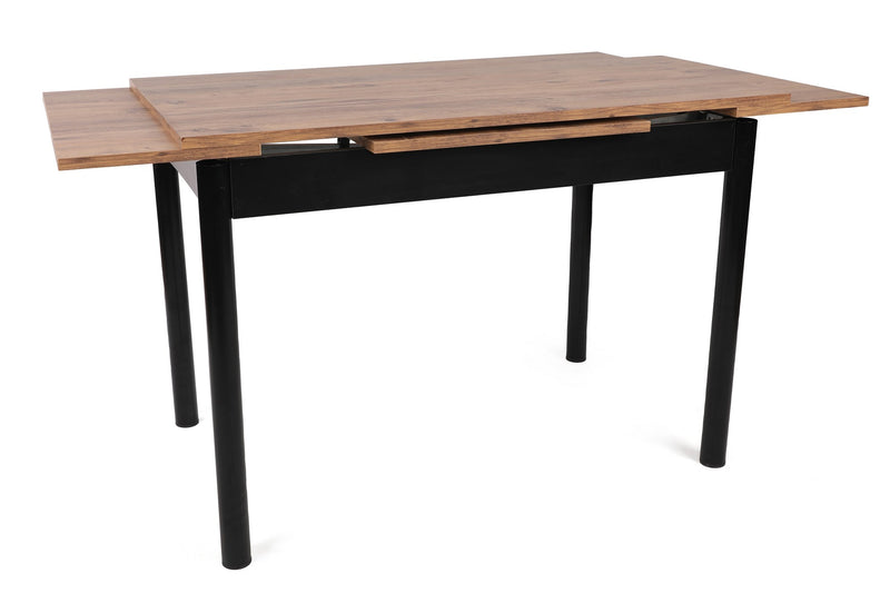 Tavolo da cucina allungabile piano noce struttura in metallo nero cm 110/170x70x75h