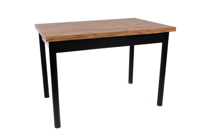 tavolo moderno da cucina struttura in metallo nero piano melaminico colore noce