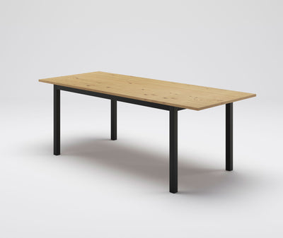 tavolo da pranzo allungabile piano in legno rovere gambe in metallo nero