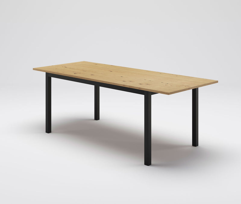 tavolo da pranzo allungabile piano in legno rovere gambe in metallo nero