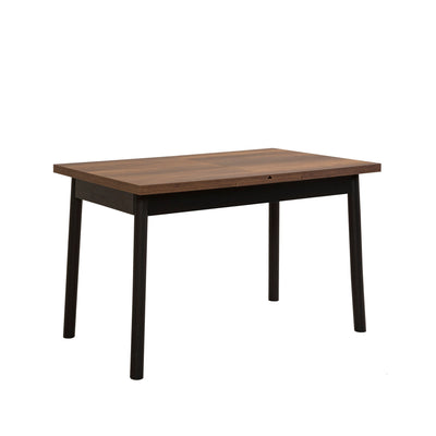 tavolo da cucina allungabile piano in legno colore noce struttura nero